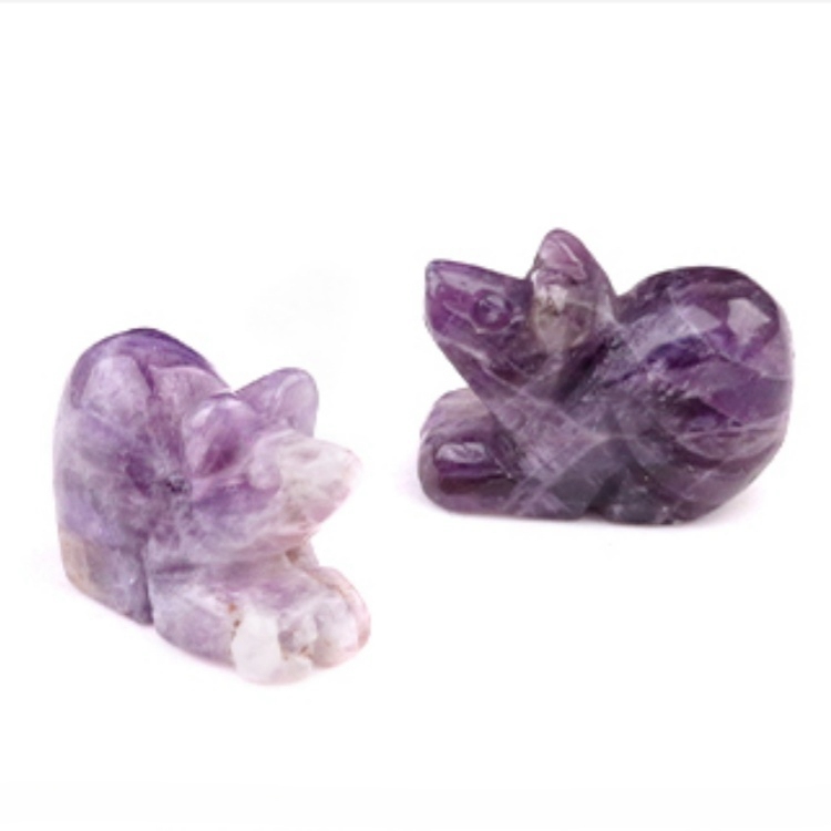 Handmade Craved 1.0Inch Gemstone Mouse Animal Ornament for Home & Office Decoration