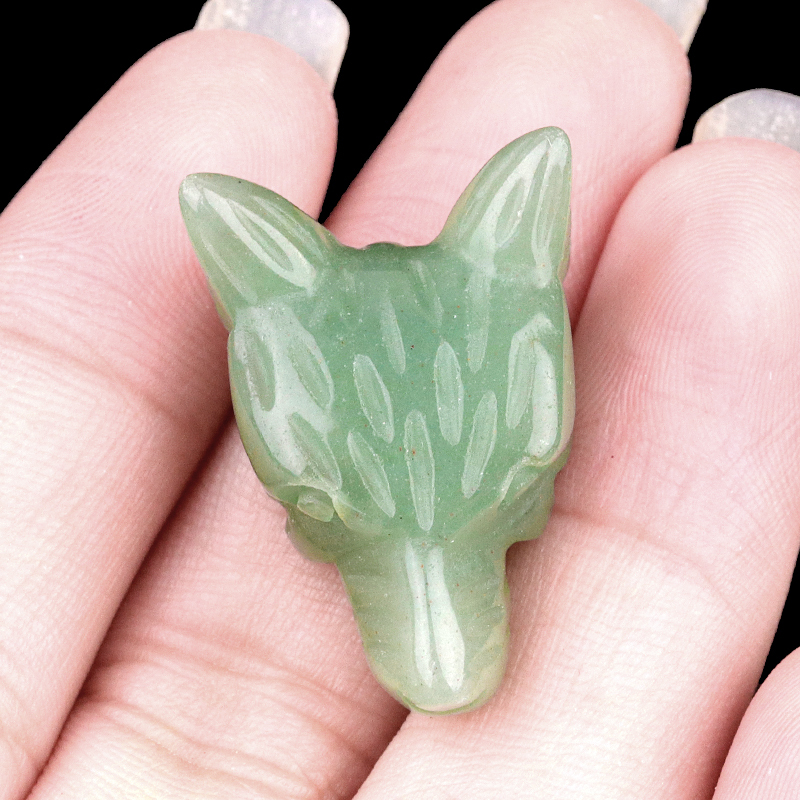 Handmade Craved 1.0Inch Gemstone Wolf Head Animal Ornamentfor Home & Office Decoration