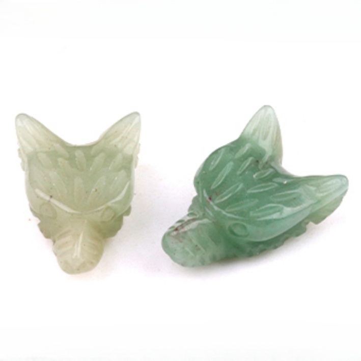 Handmade Craved 1.0Inch Gemstone Wolf Head Animal Ornamentfor Home & Office Decoration