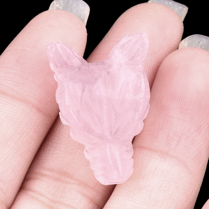 Handmade Craved 1.0Inch Gemstone Wolf Head Animal Ornamentfor Home & Office Decoration