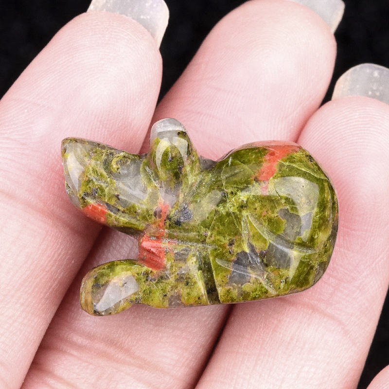 Handmade Craved 1.0Inch Gemstone Mouse Animal Ornament for Home & Office Decoration