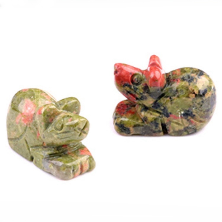 Handmade Craved 1.0Inch Gemstone Mouse Animal Ornament for Home & Office Decoration
