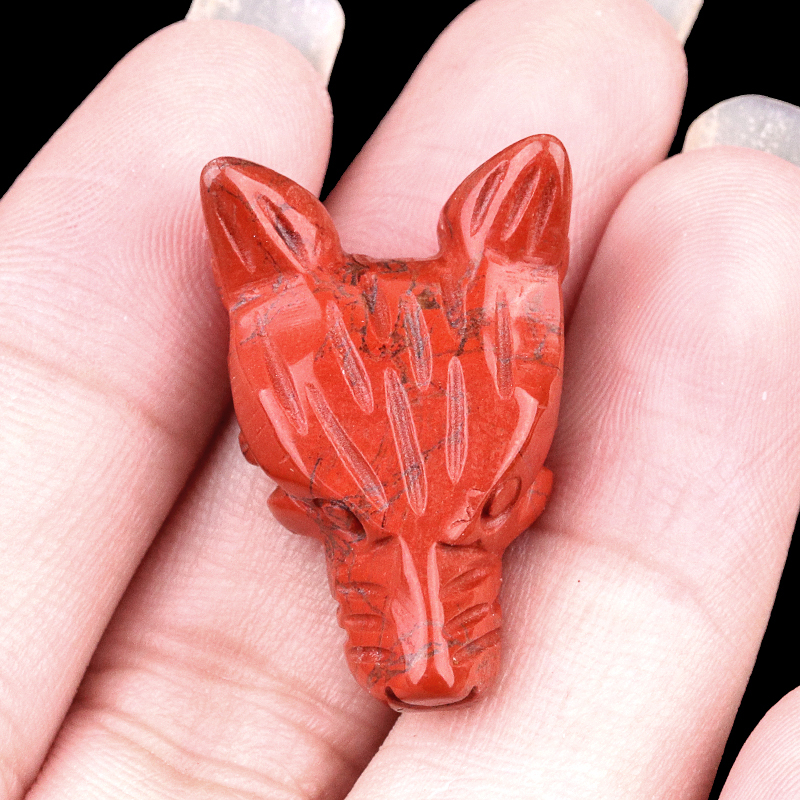 Unakite 1.0Inch Gemstone Wolf Head Ornament for Home & Office Decoration Handmade Craved Crystal Animal