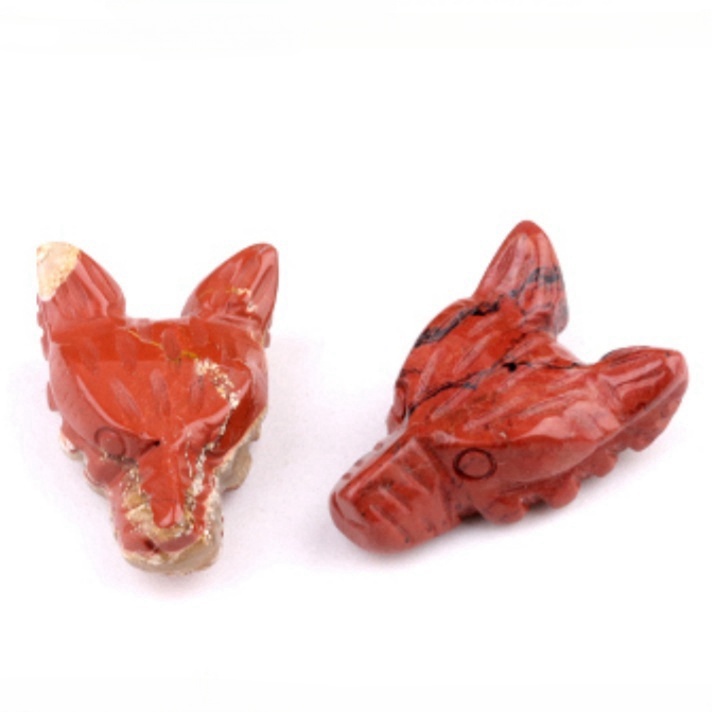 Handmade Craved 1.0Inch Gemstone Wolf Head Animal Ornamentfor Home & Office Decoration