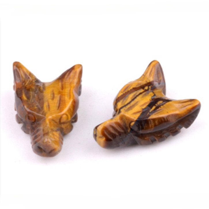 Handmade Craved 1.0Inch Gemstone Wolf Head Animal Ornamentfor Home & Office Decoration