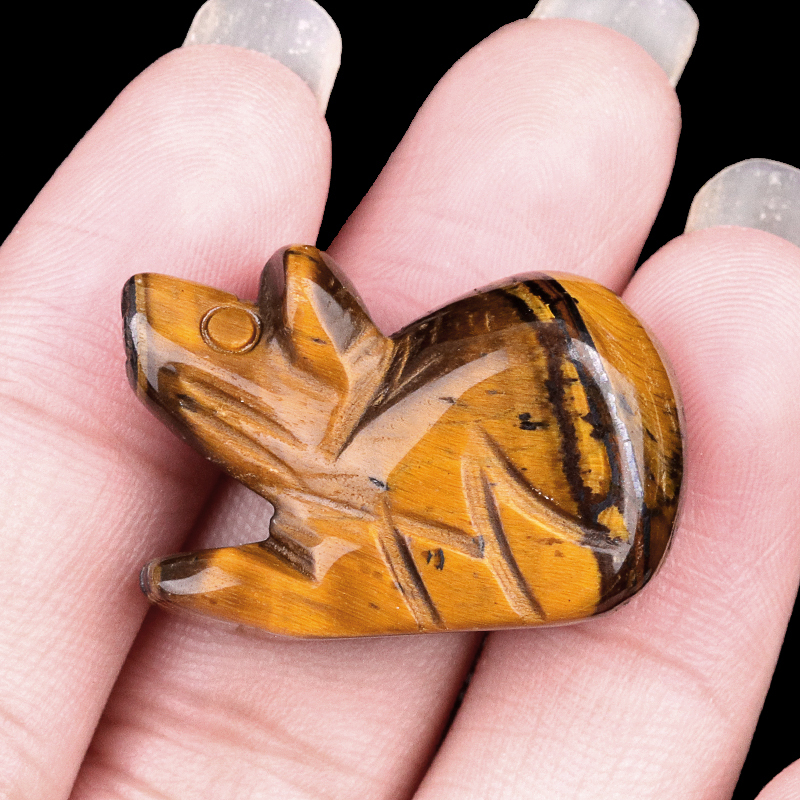 Handmade Craved 1.0Inch Gemstone Mouse Animal Ornament for Home & Office Decoration