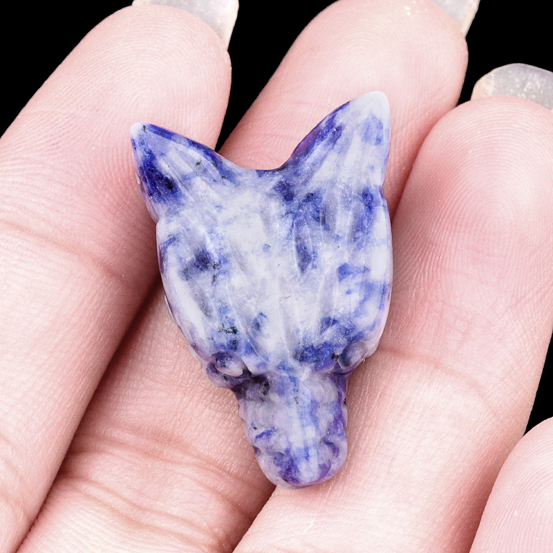 Handmade Craved 1.0Inch Gemstone Wolf Head Animal Ornamentfor Home & Office Decoration