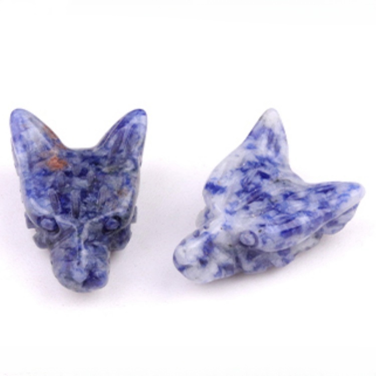 Unakite 1.0Inch Gemstone Wolf Head Ornament for Home & Office Decoration Handmade Craved Crystal Animal