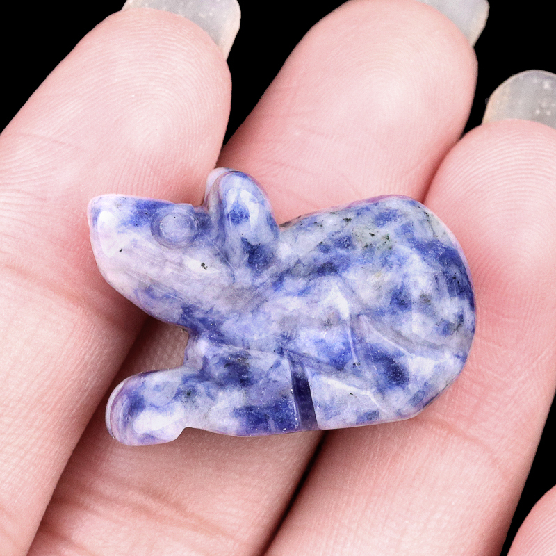Handmade Craved 1.0Inch Gemstone Mouse Animal Ornament for Home & Office Decoration