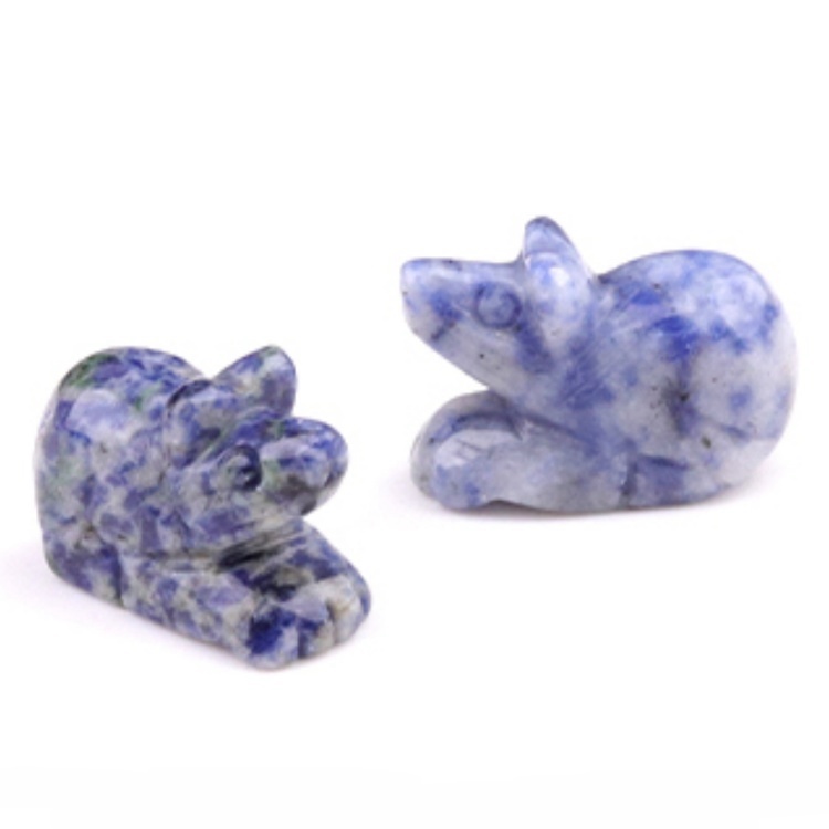Handmade Craved 1.0Inch Gemstone Mouse Animal Ornament for Home & Office Decoration