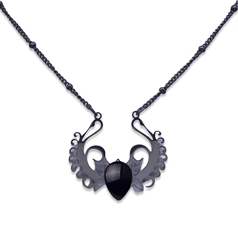 Stainless Steel Necklace Natural Gemstone Cabs Pendant With 50CM Chain