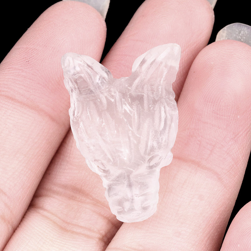 Unakite 1.0Inch Gemstone Wolf Head Ornament for Home & Office Decoration Handmade Craved Crystal Animal
