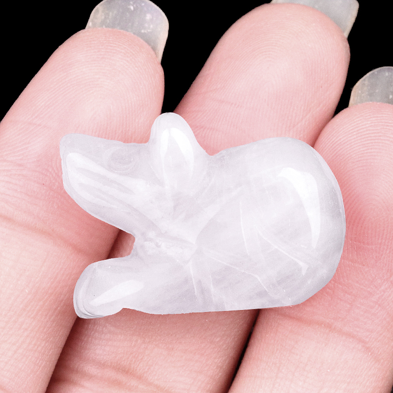 Handmade Craved 1.0Inch Gemstone Mouse Animal Ornament for Home & Office Decoration