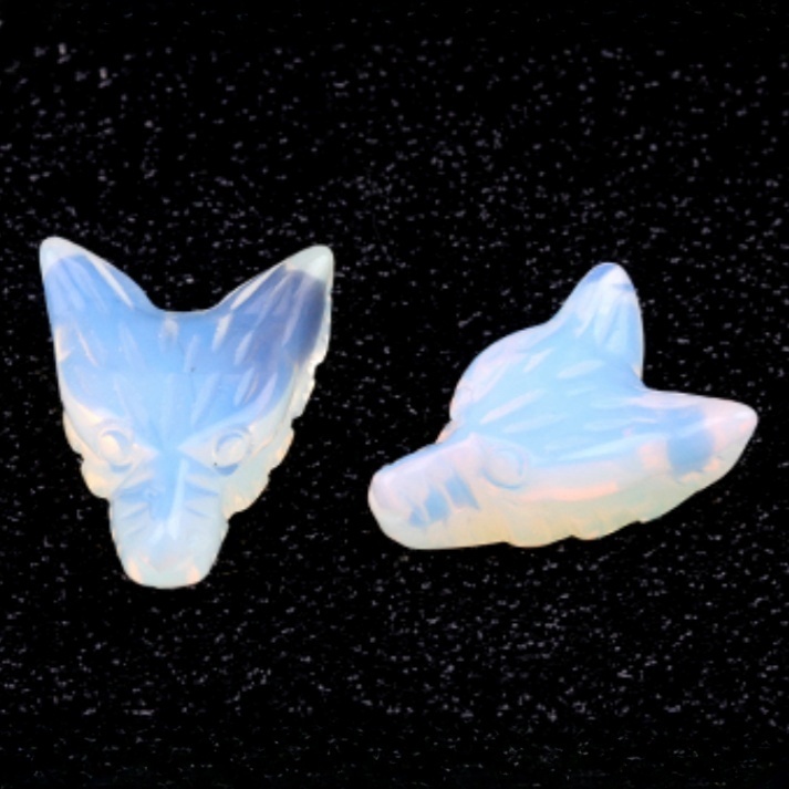 Handmade Craved 1.0Inch Gemstone Wolf Head Animal Ornamentfor Home & Office Decoration