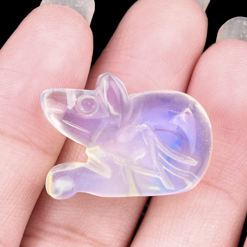 Handmade Craved 1.0Inch Gemstone Mouse Animal Ornament for Home & Office Decoration