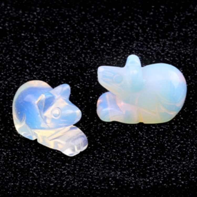 Handmade Craved 1.0Inch Gemstone Mouse Animal Ornament for Home & Office Decoration