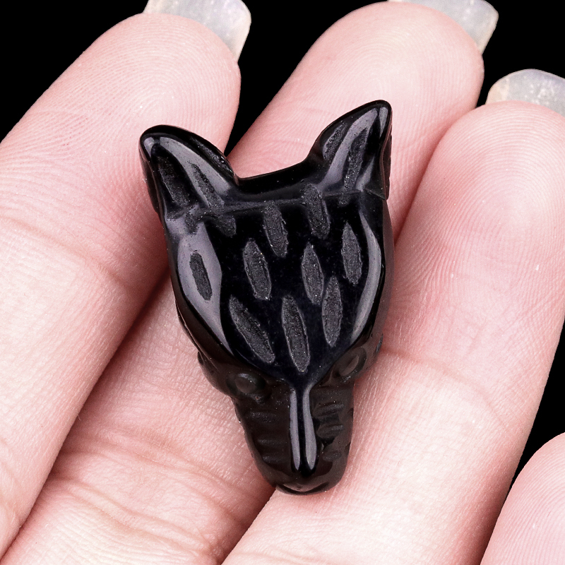 Handmade Craved 1.0Inch Gemstone Wolf Head Animal Ornamentfor Home & Office Decoration