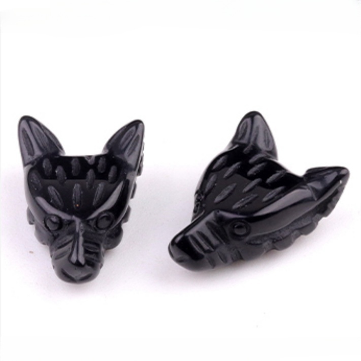 Handmade Craved 1.0Inch Gemstone Wolf Head Animal Ornamentfor Home & Office Decoration