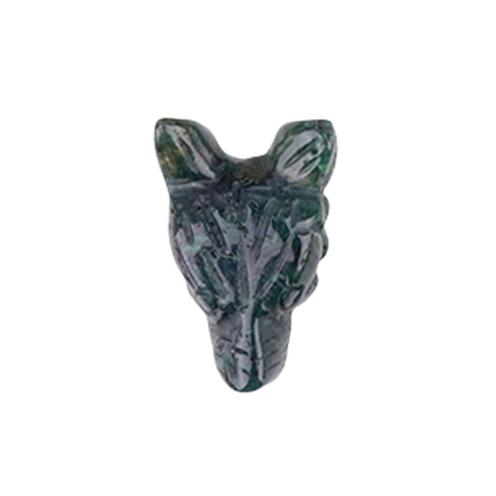 Handmade Craved 1.0Inch Gemstone Wolf Head Animal Ornamentfor Home & Office Decoration