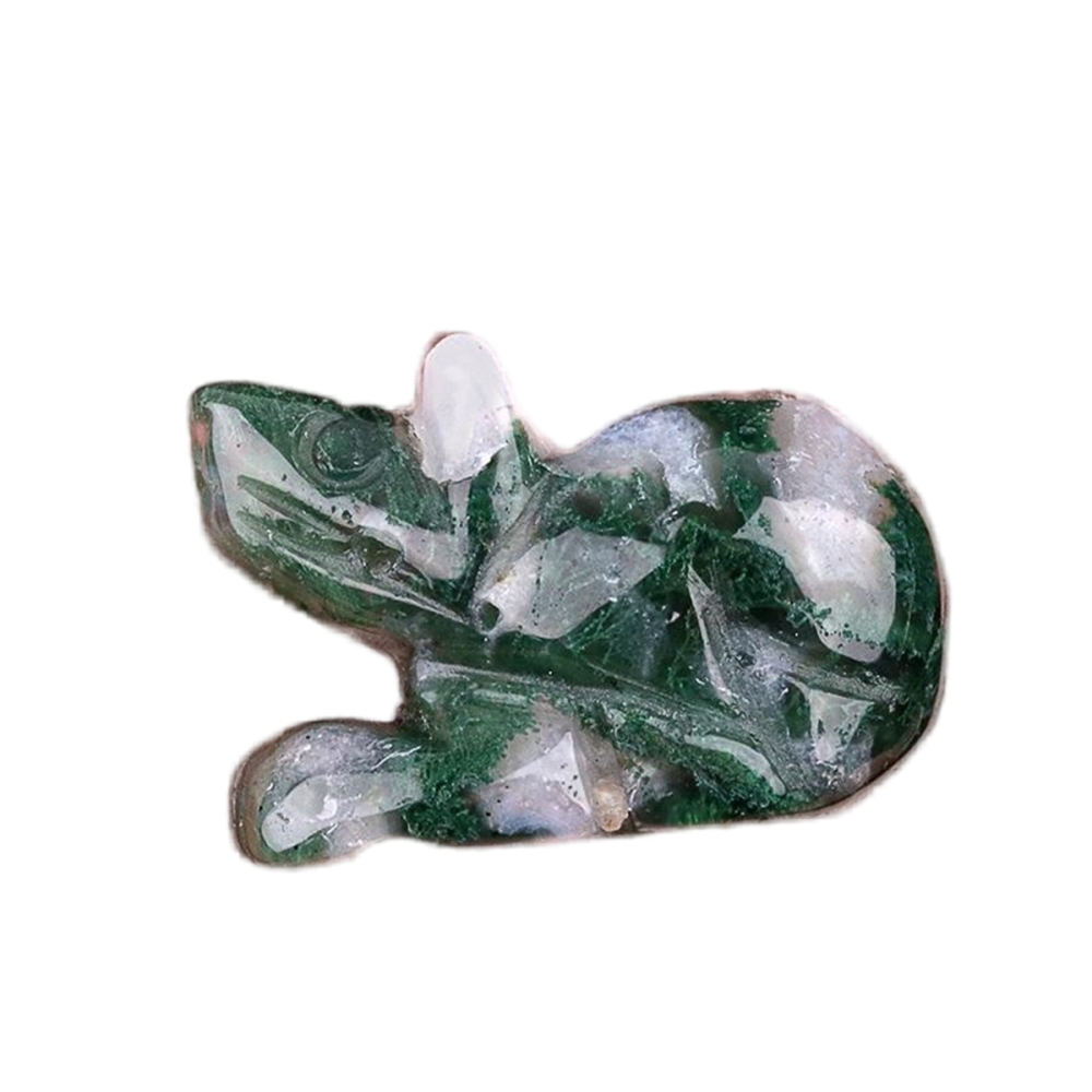 Handmade Craved 1.0Inch Gemstone Mouse Animal Ornament for Home & Office Decoration