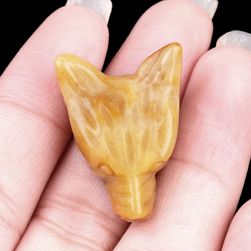 Unakite 1.0Inch Gemstone Wolf Head Ornament for Home & Office Decoration Handmade Craved Crystal Animal