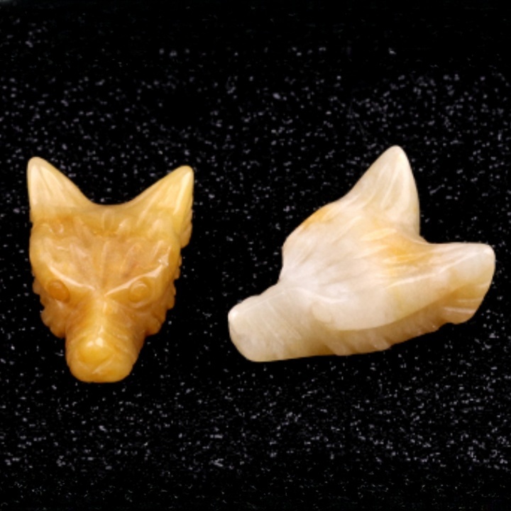 Handmade Craved 1.0Inch Gemstone Wolf Head Animal Ornamentfor Home & Office Decoration