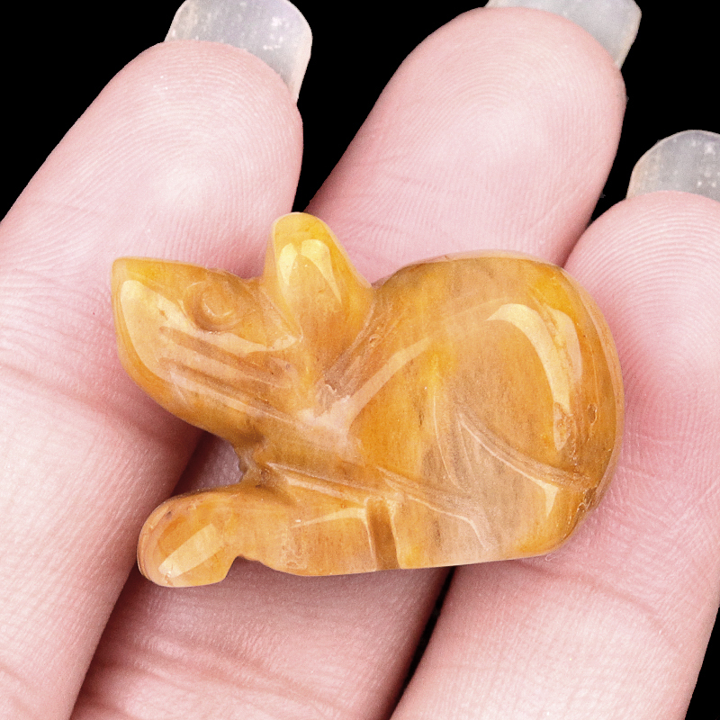 Handmade Craved 1.0Inch Gemstone Mouse Animal Ornament for Home & Office Decoration