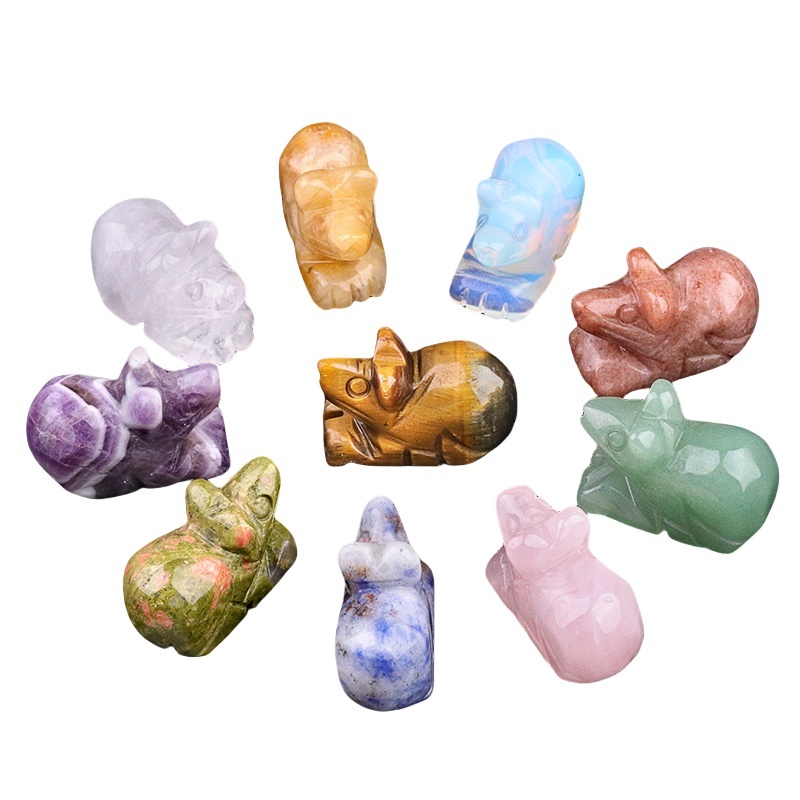 Handmade Craved 1.0Inch Gemstone Mouse Animal Ornament for Home & Office Decoration