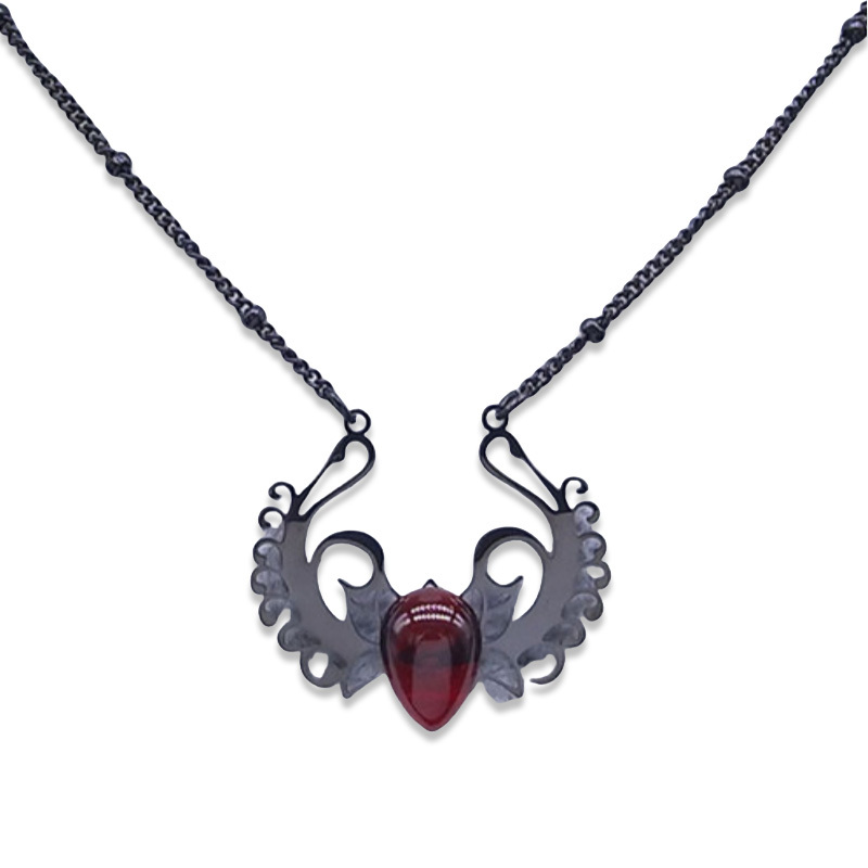 Stainless Steel Necklace Natural Gemstone Cabs Pendant With 50CM Chain