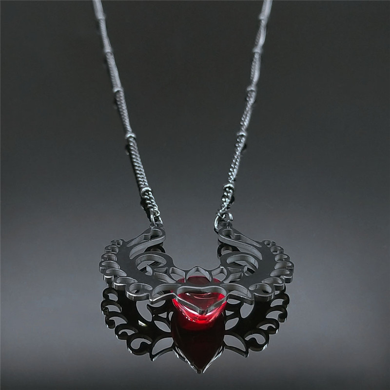 Stainless Steel Necklace Natural Gemstone Cabs Pendant With 50CM Chain