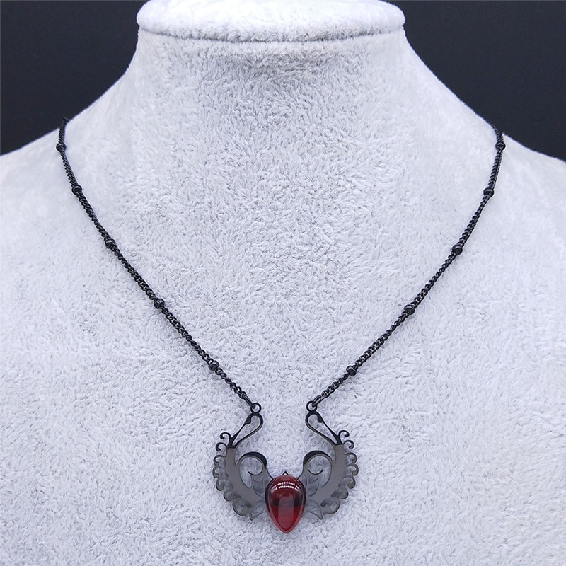 Stainless Steel Necklace Natural Gemstone Cabs Pendant With 50CM Chain