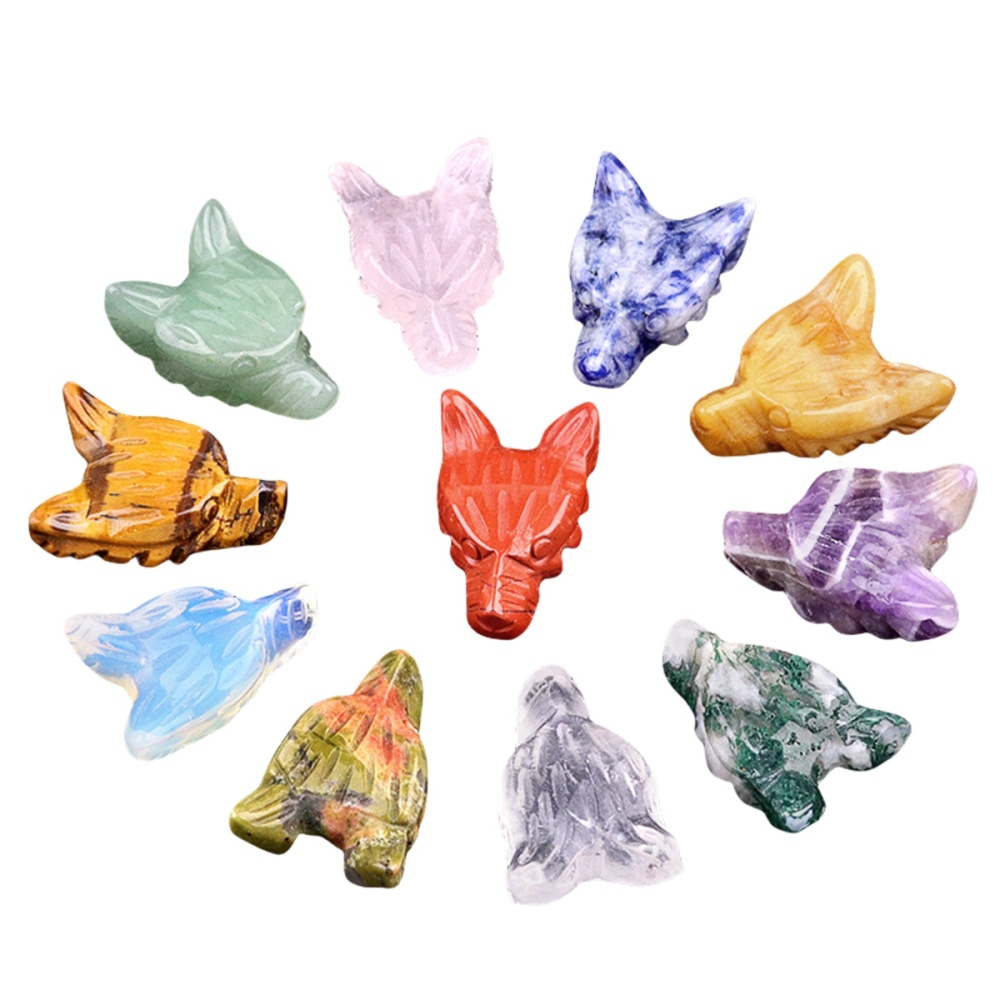 Handmade Craved 1.0Inch Gemstone Wolf Head for Home & Office Decoration