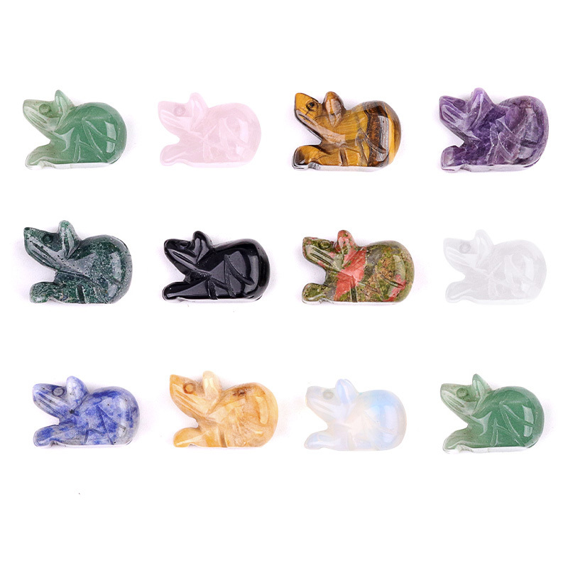 Handmade Craved 1.0Inch Gemstone Mouse Animal Ornament for Home & Office Decoration