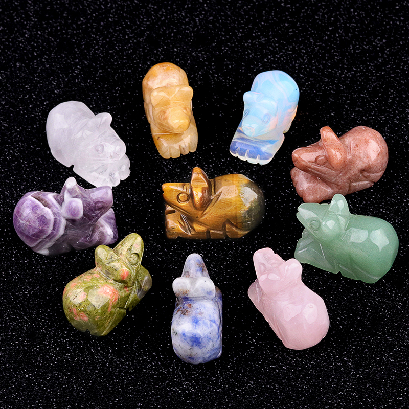 Handmade Craved 1.0Inch Gemstone Mouse Animal Ornament for Home & Office Decoration
