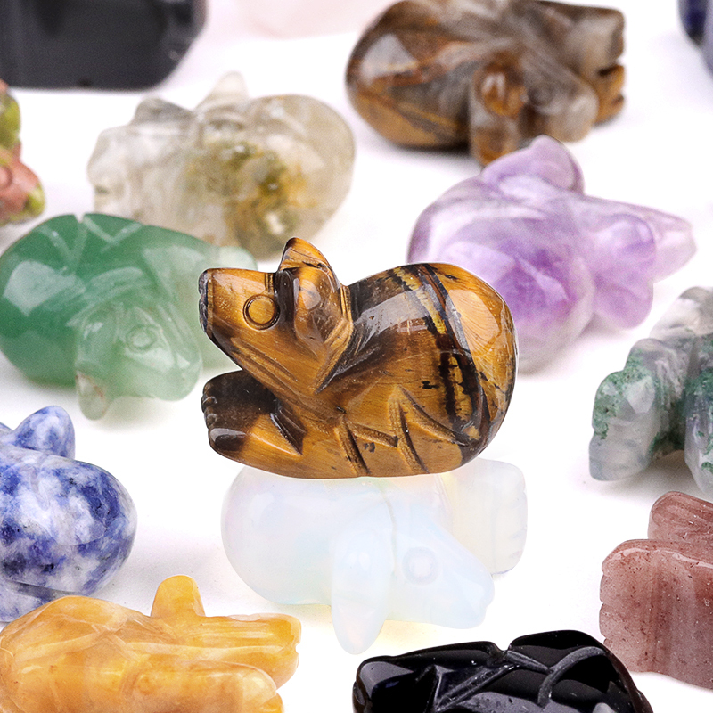 Handmade Craved 1.0Inch Gemstone Mouse Animal Ornament for Home & Office Decoration