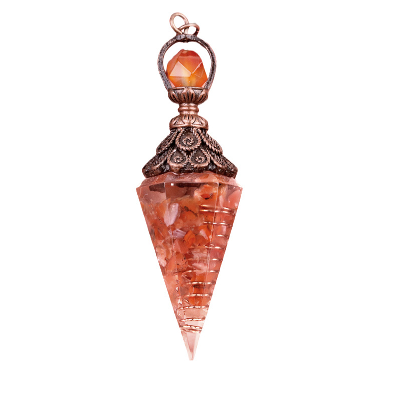 Chip Stone Resin Hexagonal Cone Antique Bronze Pendulum Pendant For Making Jewelry