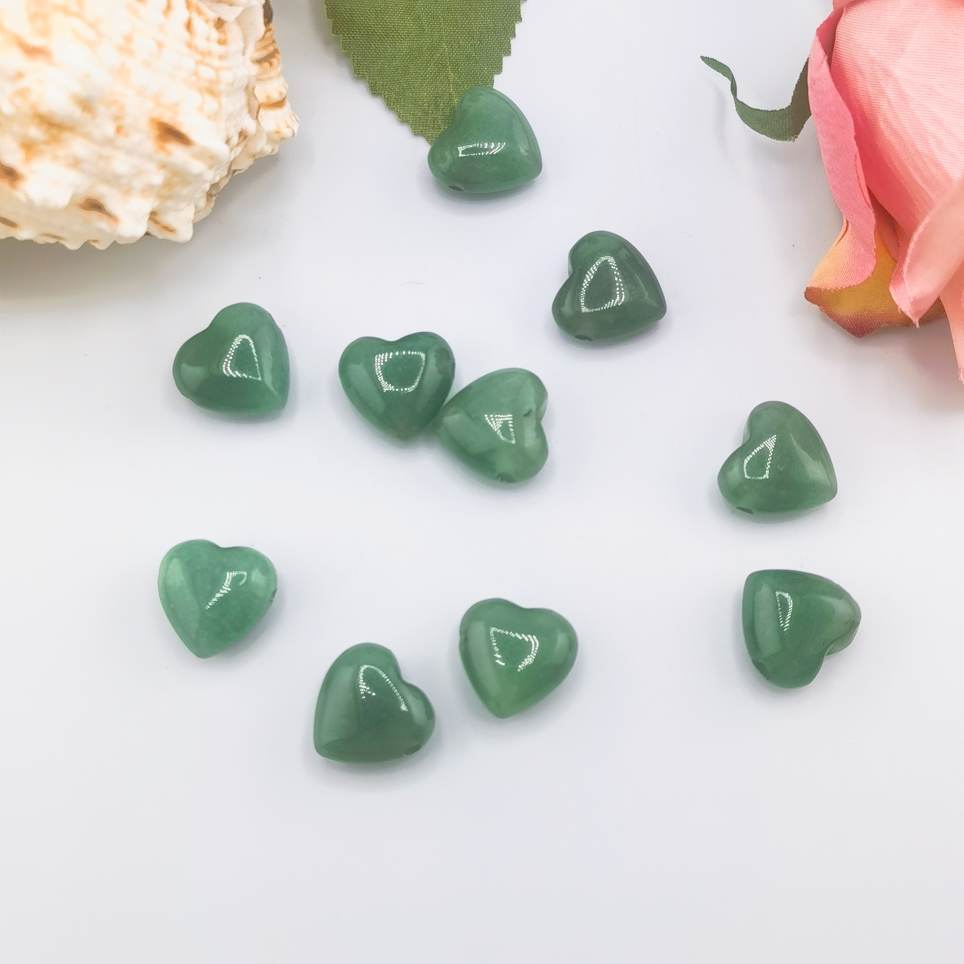 15MM Gemstone  Love Heart Beads Drilled Side Hole  For Making Jewelry