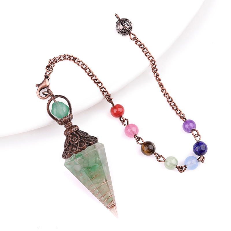 Chip Stone Resin Hexagonal Cone Antique Bronze Pendulum Pendant For Making Jewelry