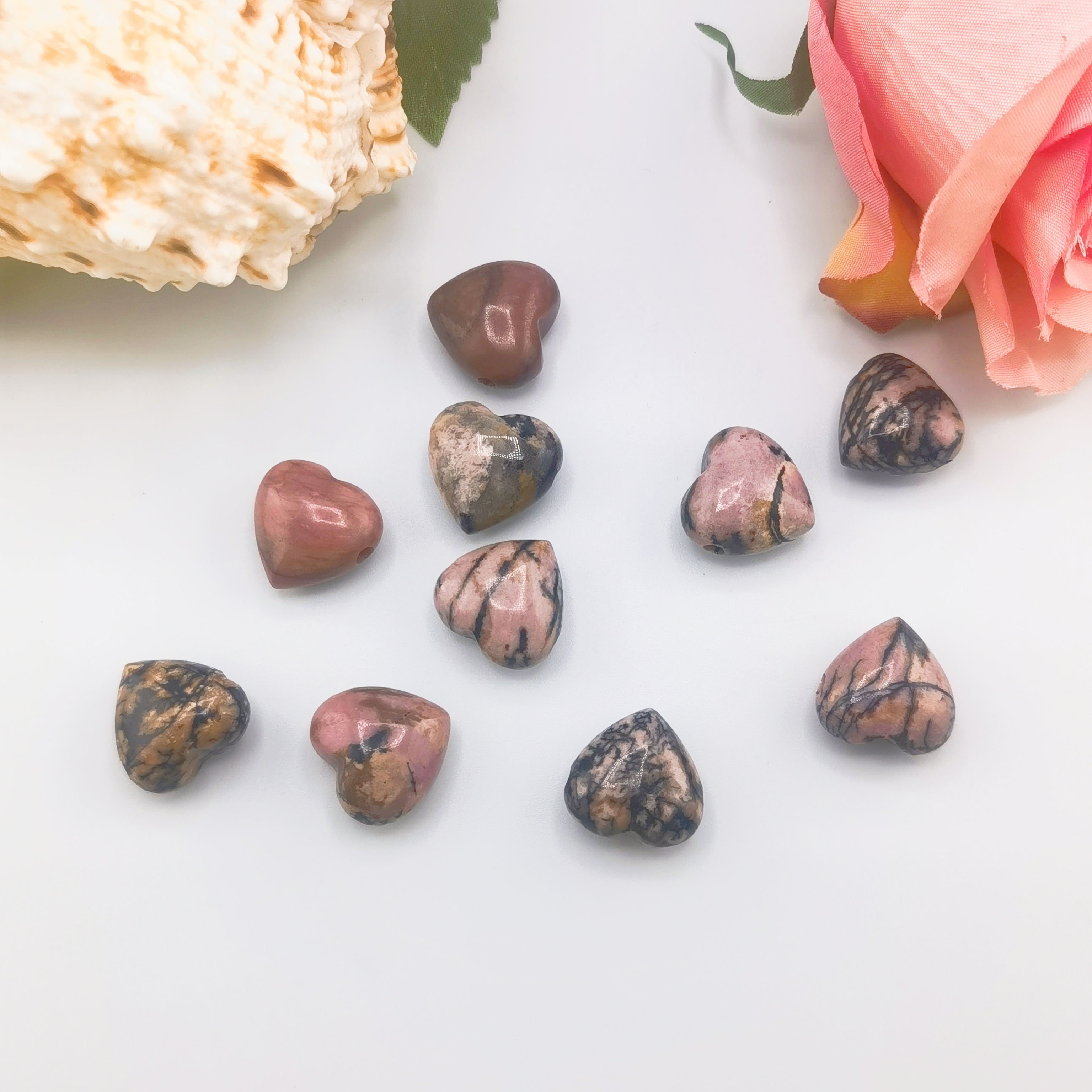 15MM Gemstone  Love Heart Beads Drilled Side Hole  For Making Jewelry