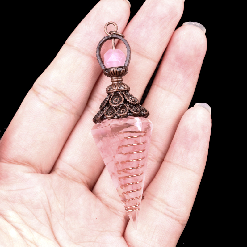 Chip Stone Resin Hexagonal Cone Antique Bronze Pendulum Pendant For Making Jewelry