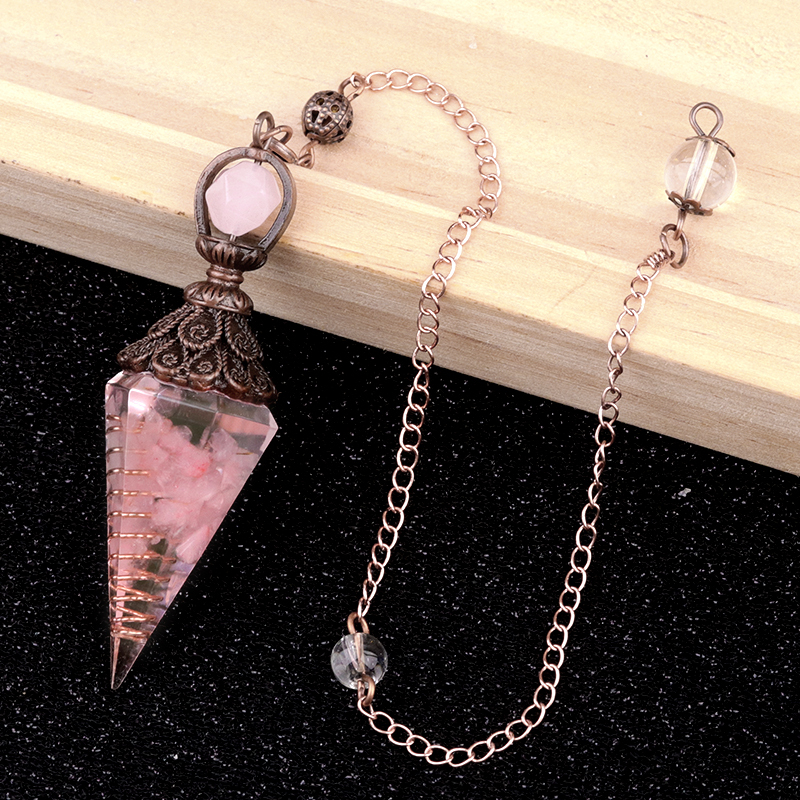 Chip Stone Resin Hexagonal Cone Antique Bronze Pendulum Pendant For Making Jewelry