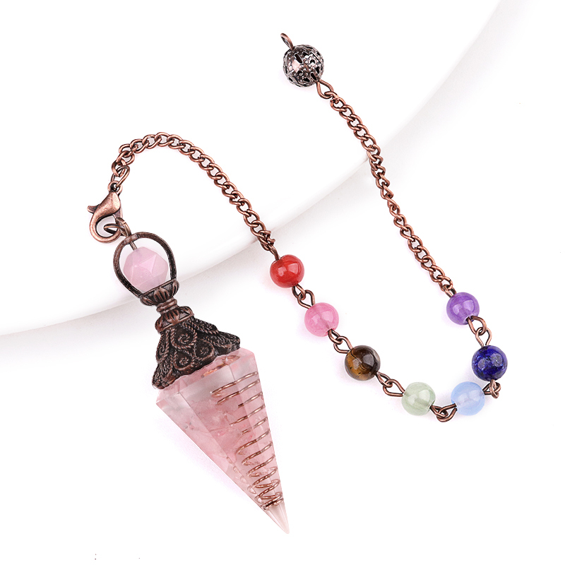 Chip Stone Resin Hexagonal Cone Antique Bronze Pendulum Pendant For Making Jewelry