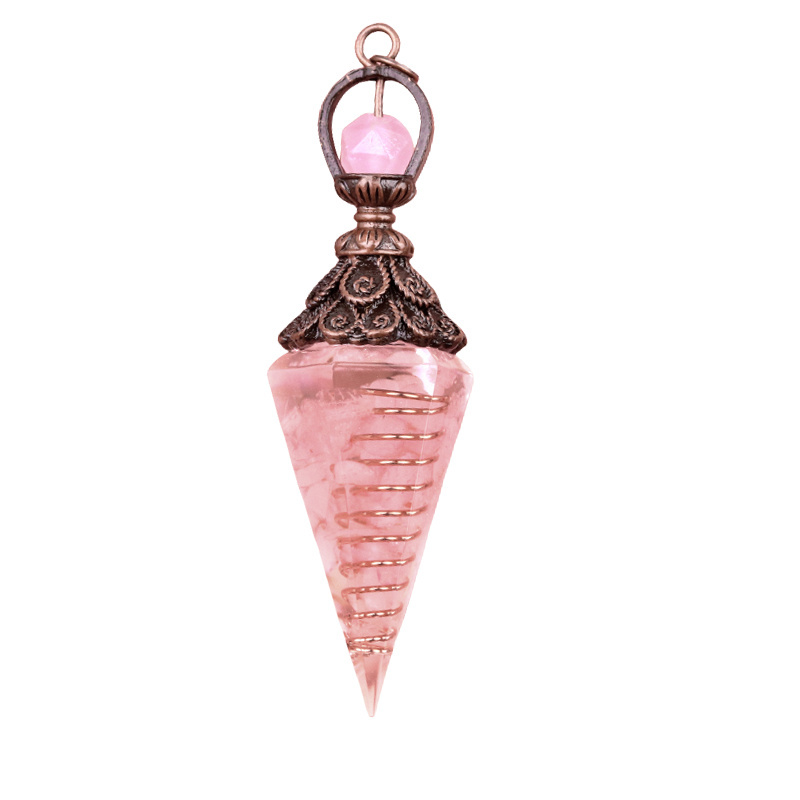 Chip Stone Resin Hexagonal Cone Antique Bronze Pendulum Pendant For Making Jewelry