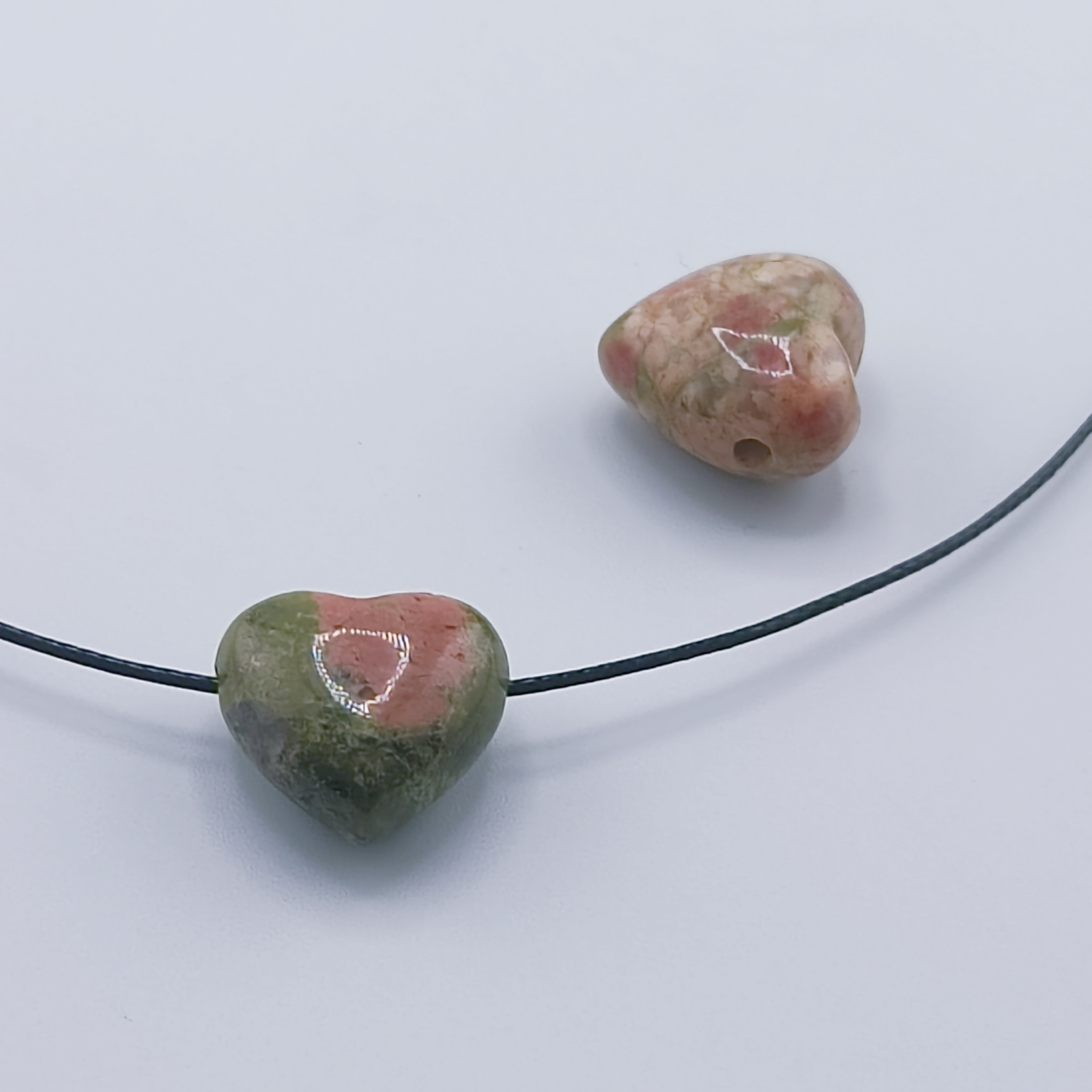 15MM Gemstone  Love Heart Beads Drilled Side Hole  For Making Jewelry
