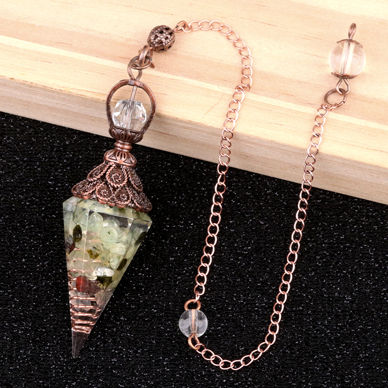 Chip Stone Resin Hexagonal Cone Antique Bronze Pendulum Pendant For Making Jewelry