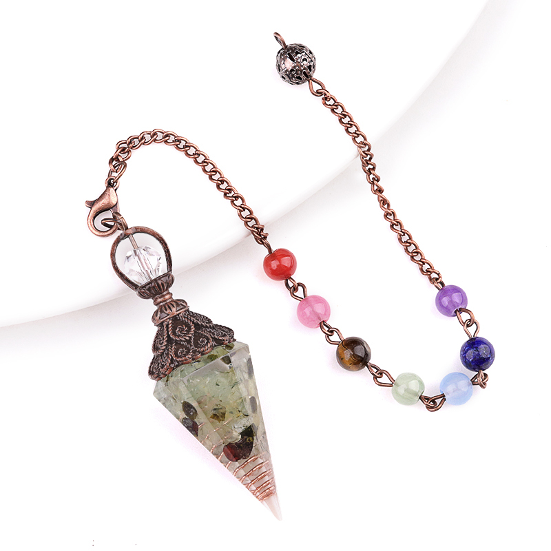Chip Stone Resin Hexagonal Cone Antique Bronze Pendulum Pendant For Making Jewelry
