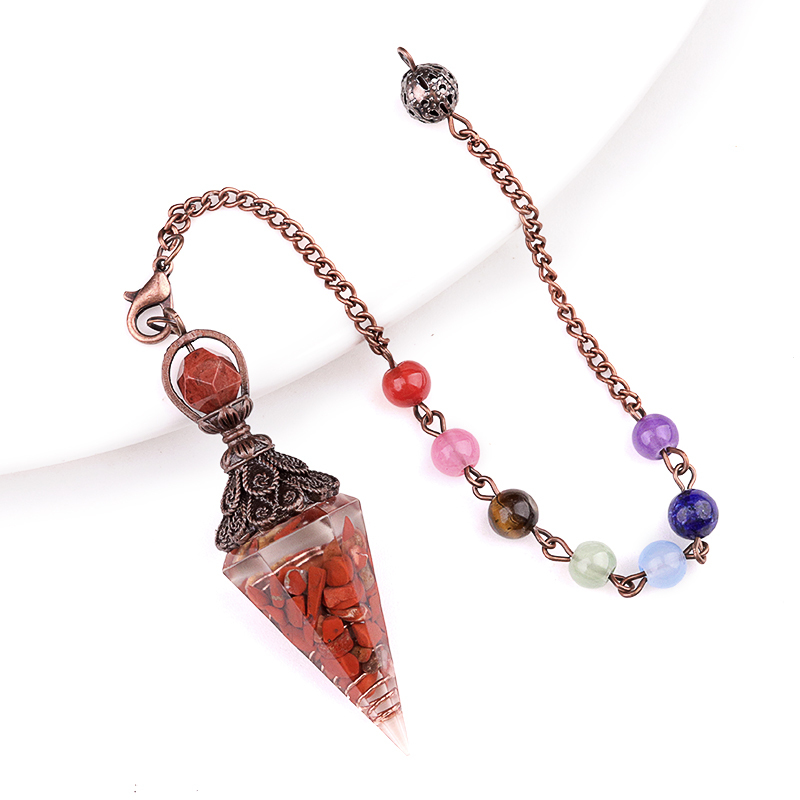 Chip Stone Resin Hexagonal Cone Antique Bronze Pendulum Pendant For Making Jewelry