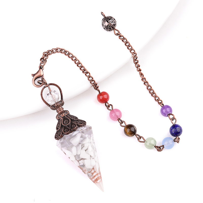 Chip Stone Resin Hexagonal Cone Antique Bronze Pendulum Pendant For Making Jewelry