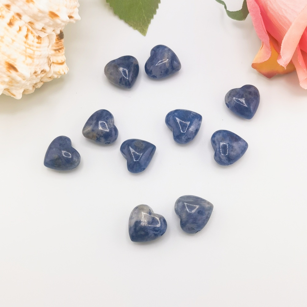 15MM Gemstone  Love Heart Beads Drilled Side Hole  For Making Jewelry