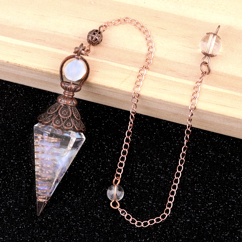 Chip Stone Resin Hexagonal Cone Antique Bronze Pendulum Pendant For Making Jewelry